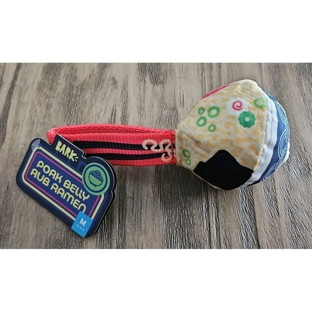 Bark Box PORK BELLY RUB RAMEN Med 20-50 Lb Dog Tug/Fetch Toy 216964 New w Tags